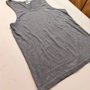 Lacoste Gray Tee with Green Crocodile Logo